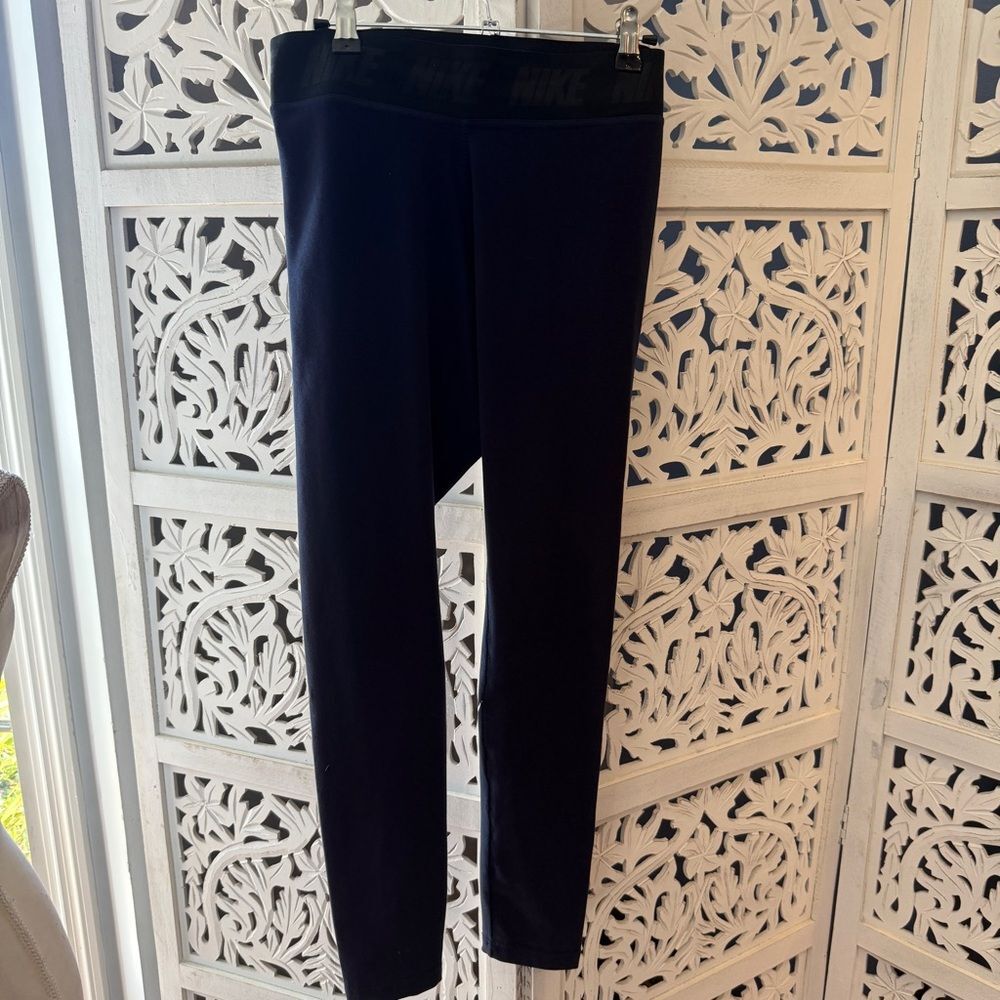 NWT Nike Blue Graphic Logo Tights Sz M - Picture 2 of 6